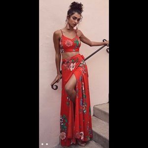 Lulus Bloom With a View Red Two-Piece Maxi Dress